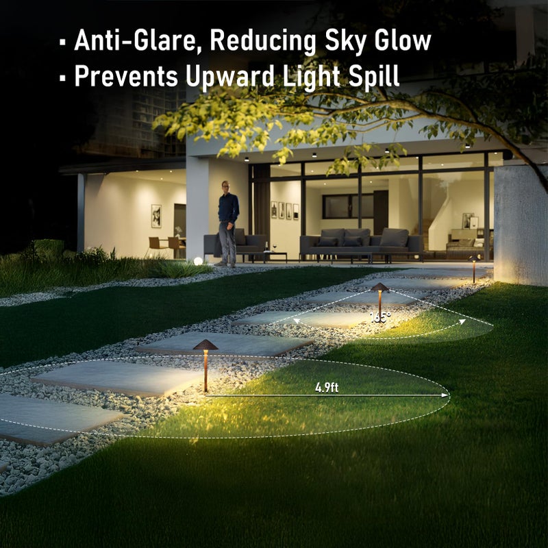 LEONLITE 5CCT Low Voltage Landscape Lights, 3W, 12-24V AC/DC, Pathway Lighting Wired, IP65 Waterproof Light for Yard Lawn, ETL Listed, Oil Rubbed Bronze Aluminum Housing, 1800K-5000K, Pack of 4 - Image 5